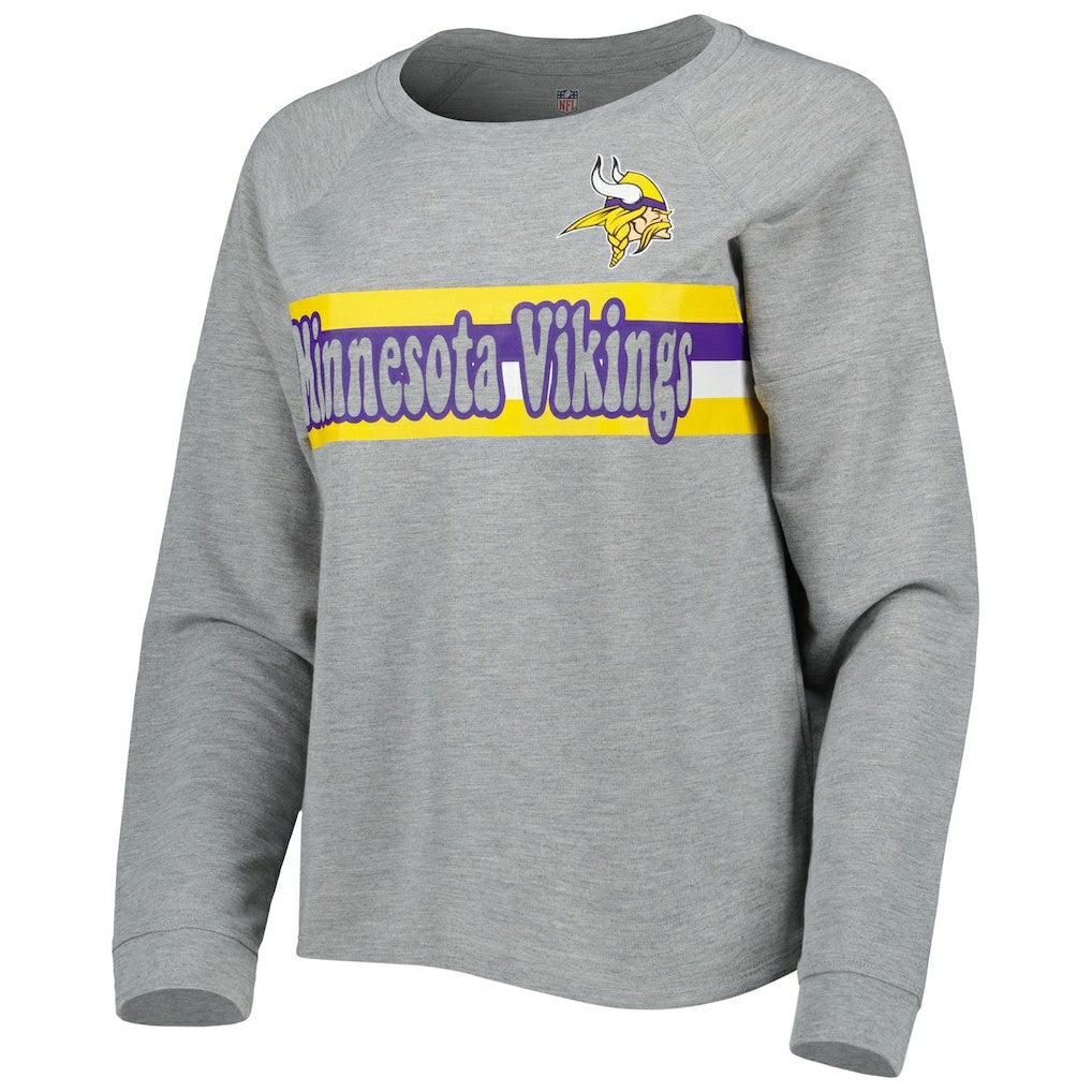 Minnesota Vikings Juniors All Striped Up Raglan Long Sleeve T-Shirt Heathered Gray - NFL