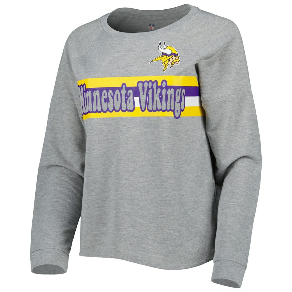 Minnesota Vikings Juniors All Striped Up Raglan Long Sleeve T-Shirt Heathered Gray - NFL