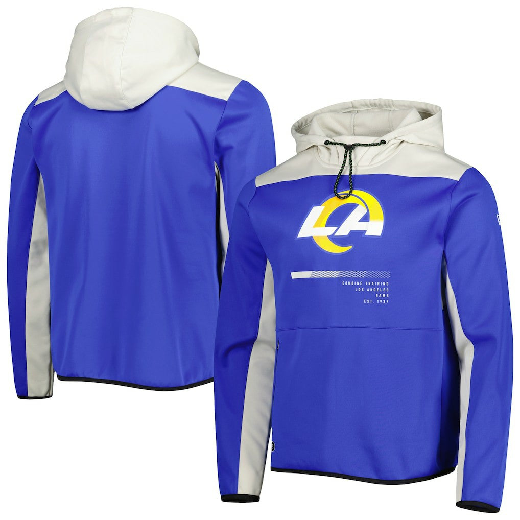 Los Angeles Rams New Era Combine Authentic Hard Hitter Pullover Hoodie Royal - NFL
