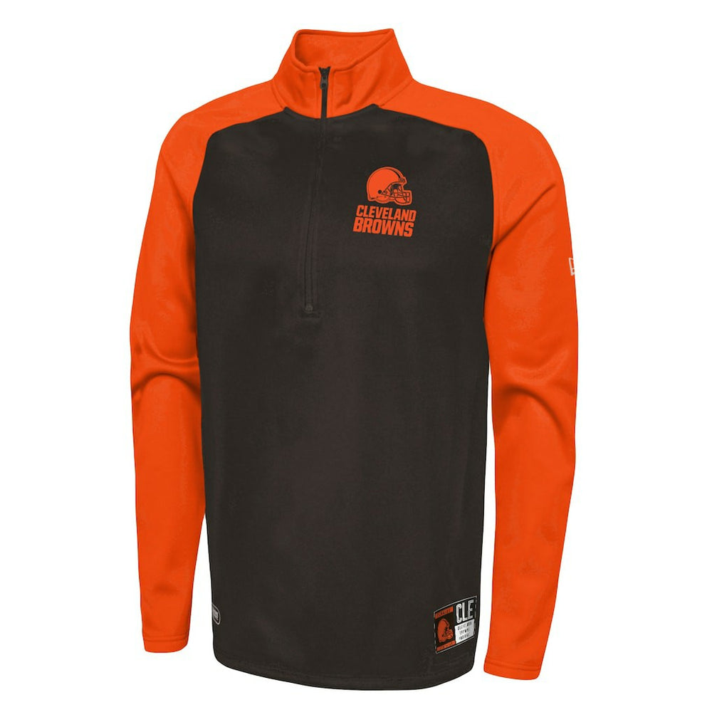 Cleveland Browns New Era Combine Authentic O-Line Raglan Half-Zip Jacket Brown - NFL
