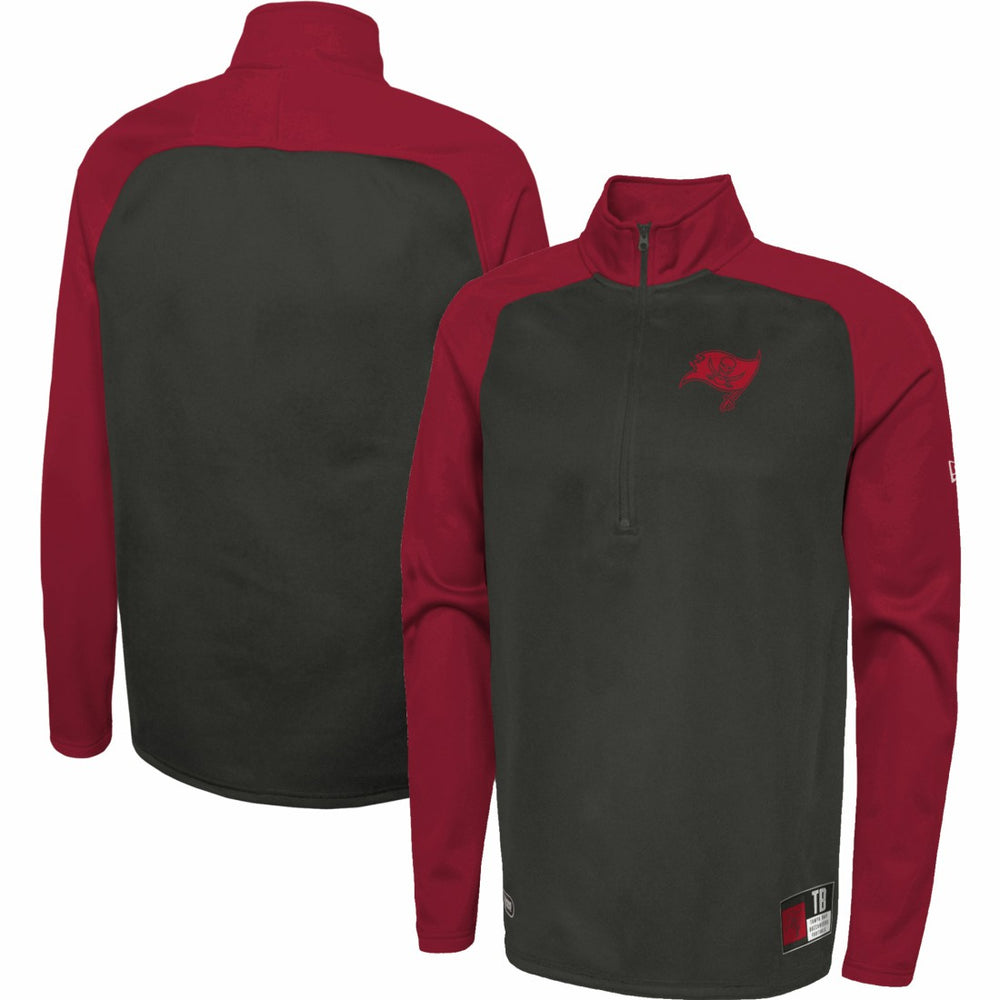 Tampa Bay Buccaneers New Era Combine Authentic O-Line Raglan Half-Zip Jacket Black - NFL