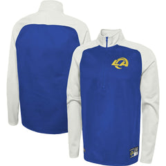 Los Angeles Rams New Era Combine Authentic O-Line Raglan Half-Zip Jacket Royal - NFL