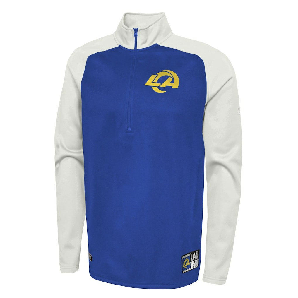 Los Angeles Rams New Era Combine Authentic O-Line Raglan Half-Zip Jacket Royal - NFL