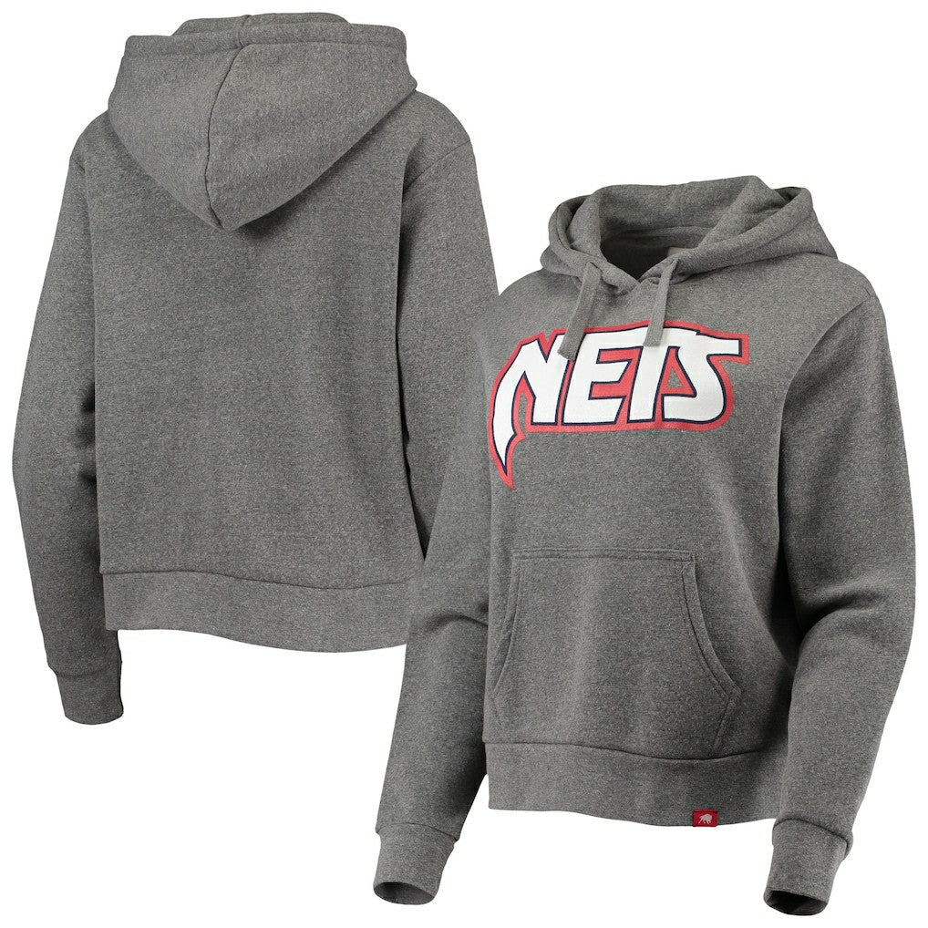 NBA - Brooklyn Nets Sportiqe Women's Moments Mixtape Ava Tri-Blend Pullover Hoodie - Heathered Gray
