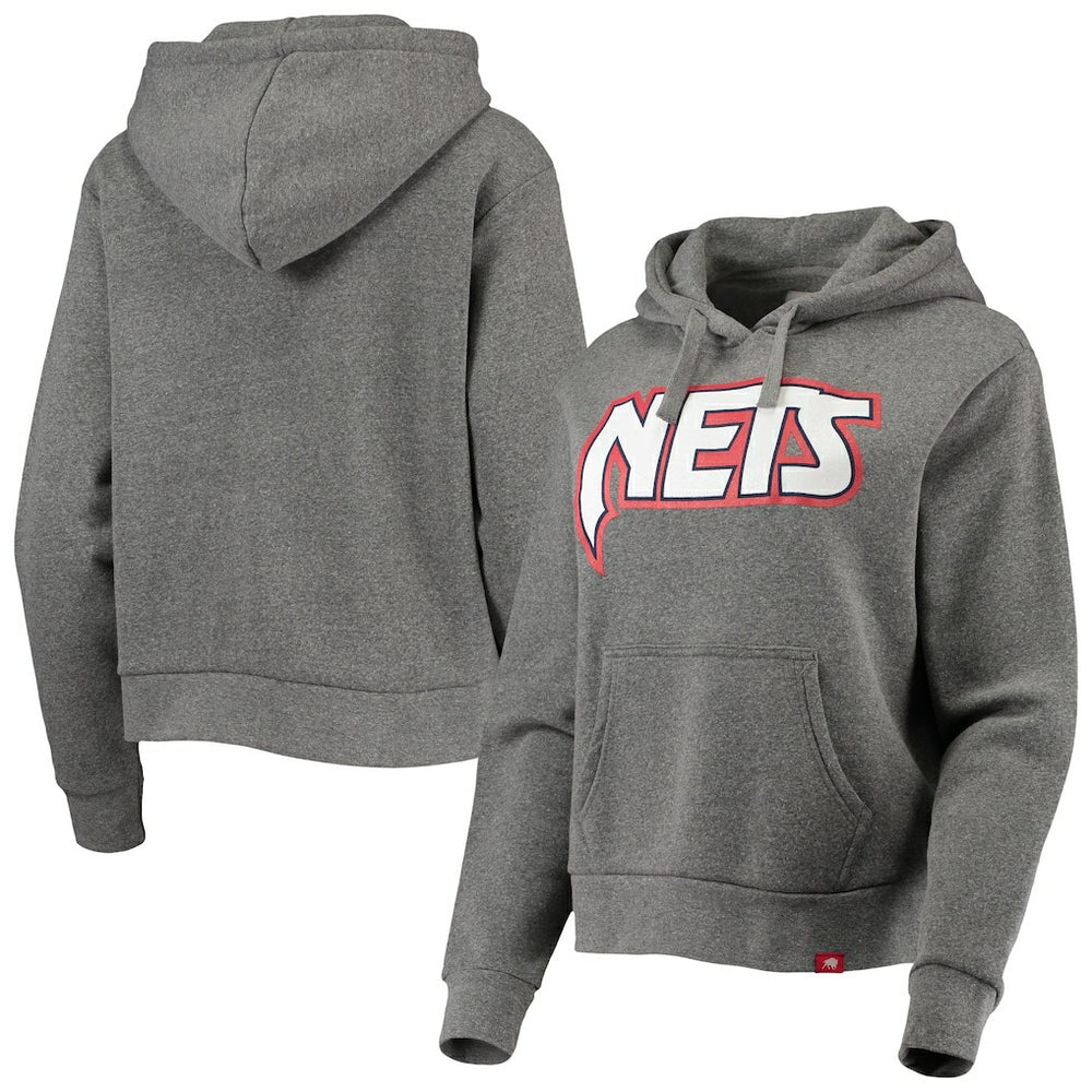 NBA - Brooklyn Nets Sportiqe Women's Moments Mixtape Ava Tri-Blend Pullover Hoodie - Heathered Gray