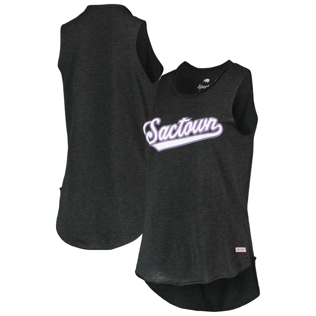 NBA - Sacramento Kings Sportiqe Women's Sactown Janie Tri-Blend Tank Top - Black