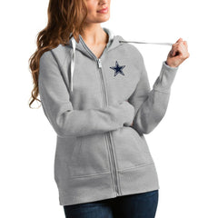 Dallas Cowboys Antigua Women's Victory Full-Zip Hoodie Heathered Gray - NFL