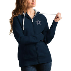 Dallas Cowboys Antigua Women's Victory Full-Zip Hoodie Navy - NFL