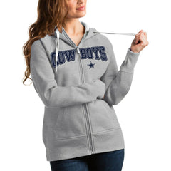 Dallas Cowboys Antigua Women's Team Victory Full-Zip Hoodie Heathered Gray - NFL