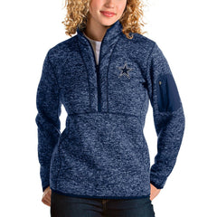 Dallas Cowboys Antigua Women's Fortune Half-Zip Pullover Jacket Heathered Navy - NFL