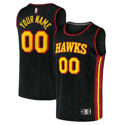 Atlanta Hawks Fast Break Replica Custom Jersey Black - Statement Edition | NBA Jerseys