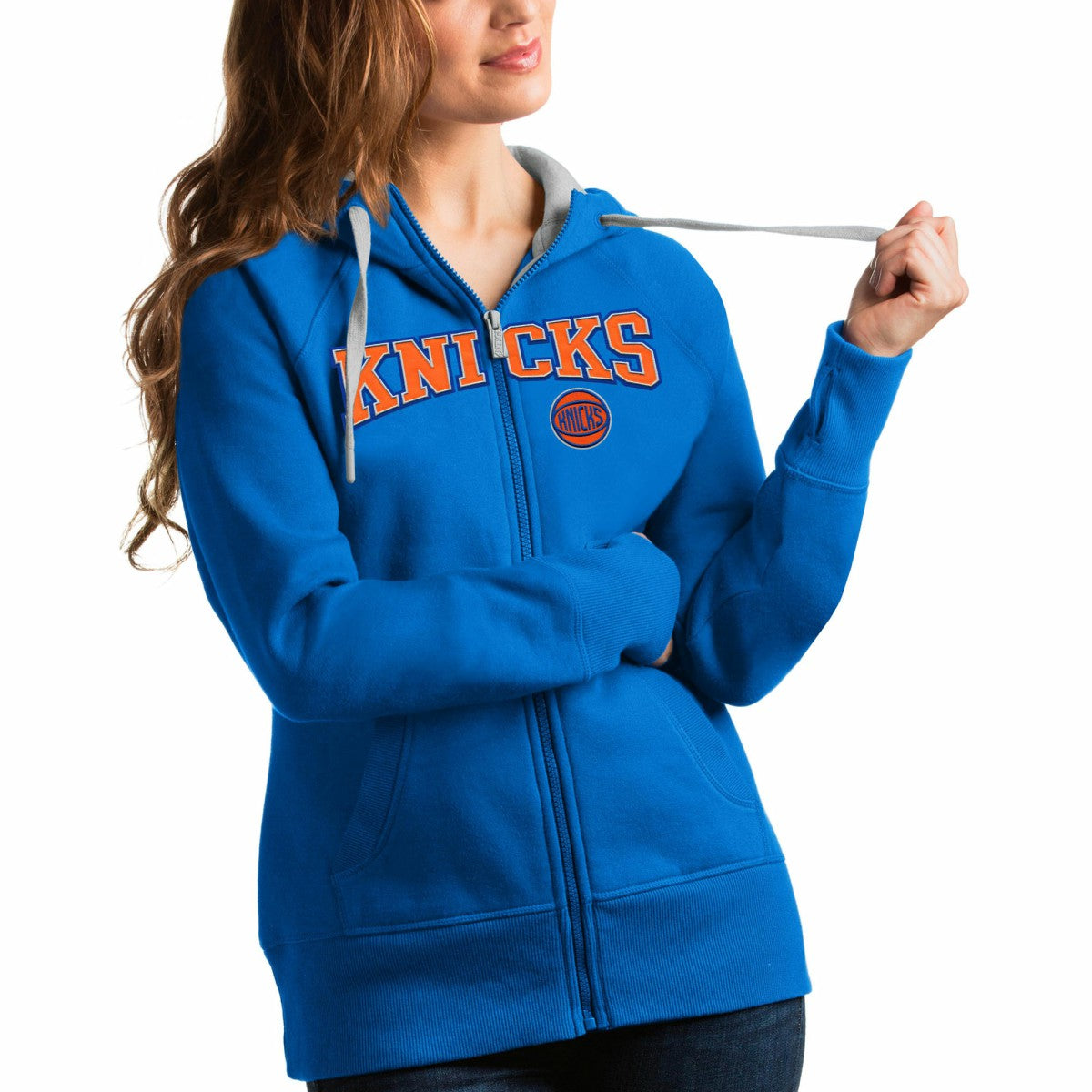 NBA - New York Knicks Antigua Women's Team Victory Full-Zip Hoodie - Blue