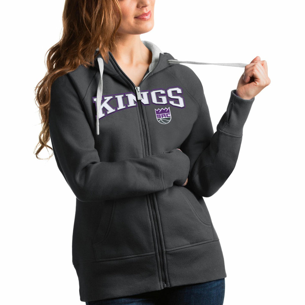 NBA - Sacramento Kings Antigua Women's Team Victory Full-Zip Hoodie - Charcoal