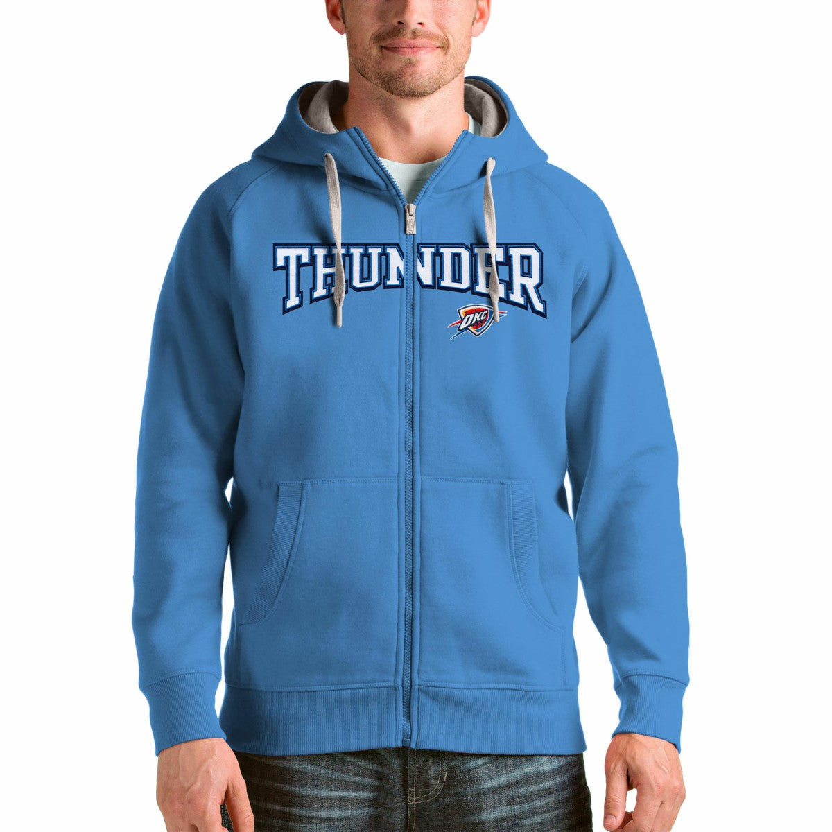 NBA - Oklahoma City Thunder Antigua Victory Full-Zip Hoodie - Light Blue