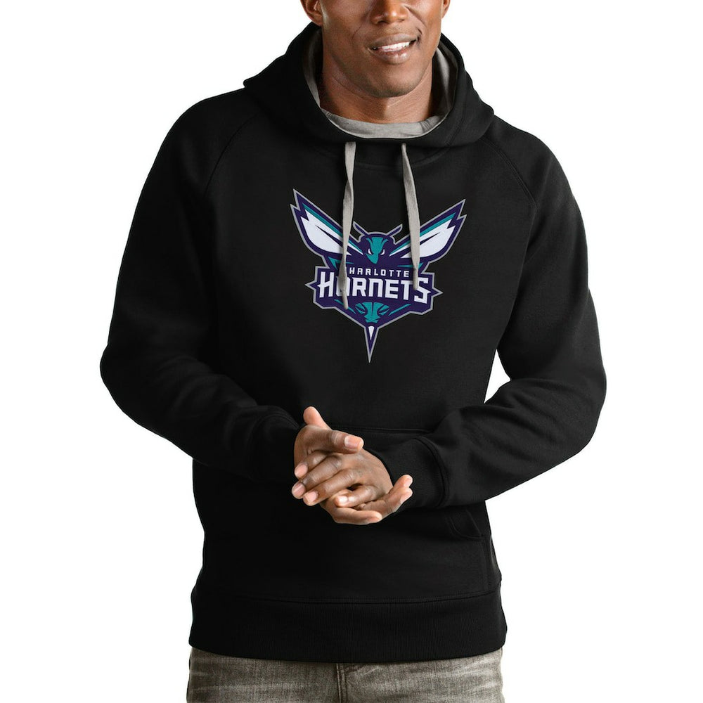 NBA - Charlotte Hornets Antigua Logo Victory Pullover Hoodie - Black