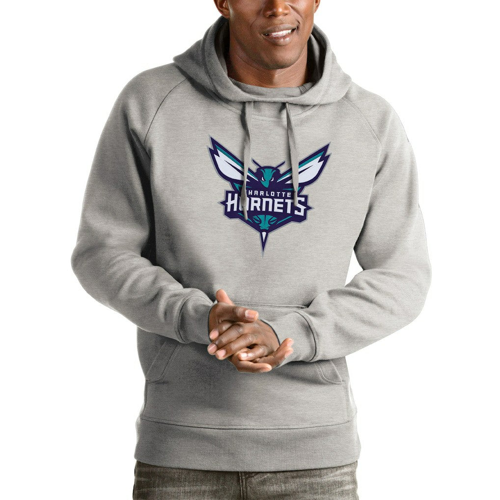NBA - Charlotte Hornets Antigua Logo Victory Pullover Hoodie - Heathered Gray