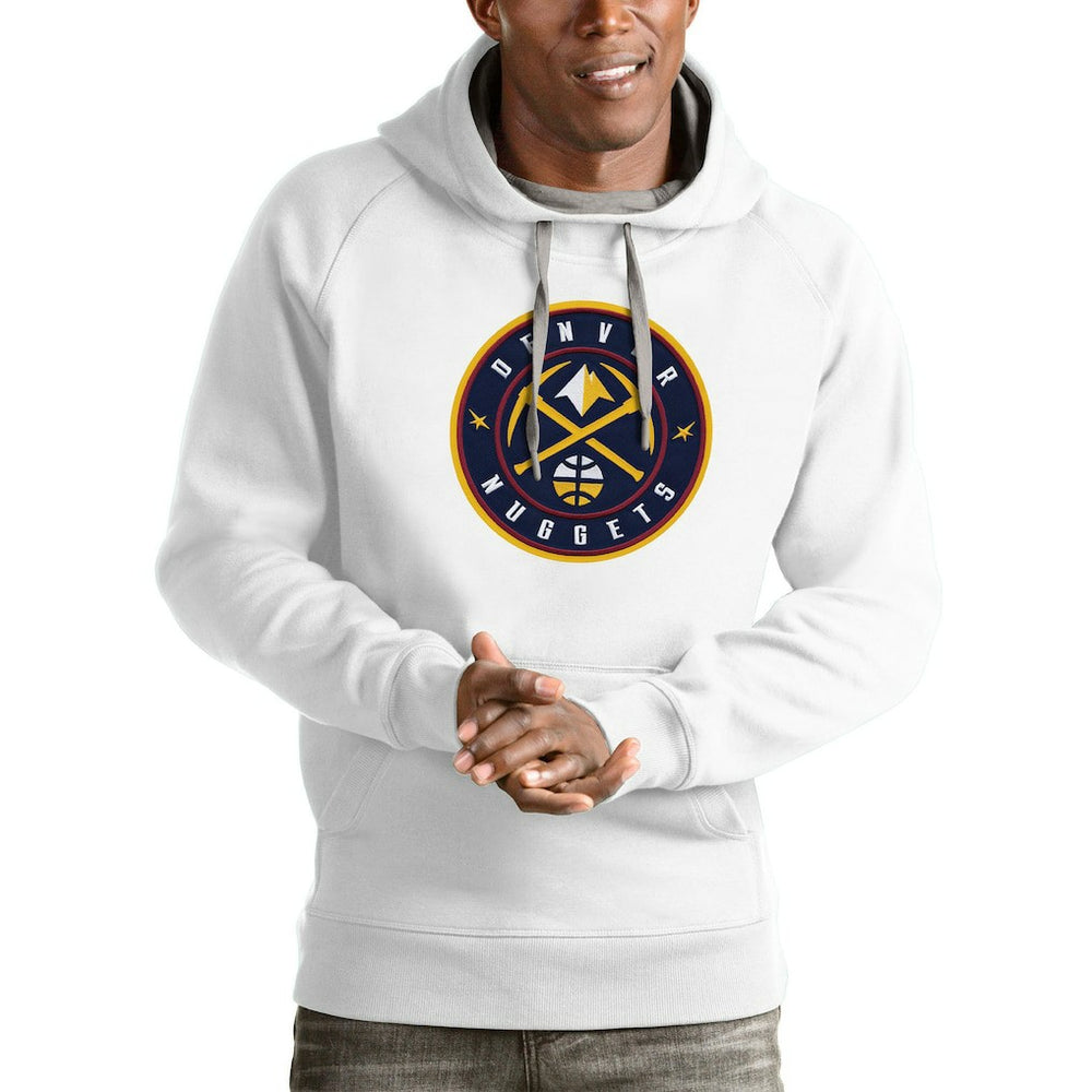 NBA - Denver Nuggets Antigua Logo Victory Pullover Hoodie - White