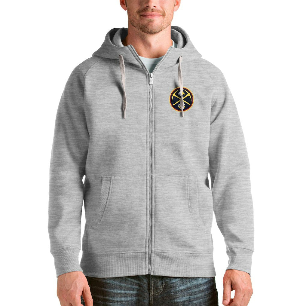 NBA - Denver Nuggets Antigua Logo Victory Full-Zip Hoodie - Heathered Gray