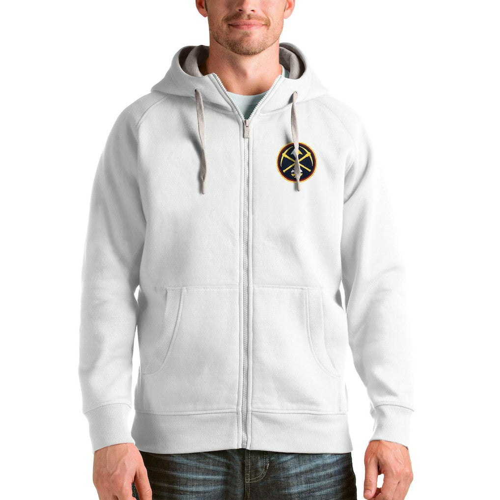 NBA - Denver Nuggets Antigua Logo Victory Full-Zip Hoodie - White