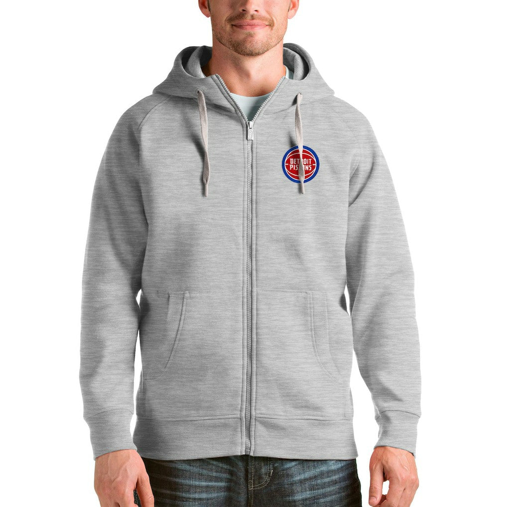 NBA - Detroit Pistons Antigua Logo Victory Full-Zip Hoodie - Heathered Gray