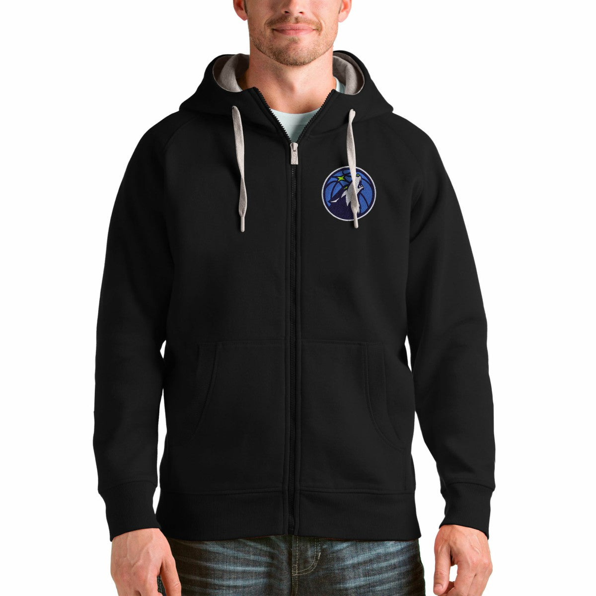 NBA - Minnesota Timberwolves Antigua Logo Victory Full-Zip Hoodie - Black