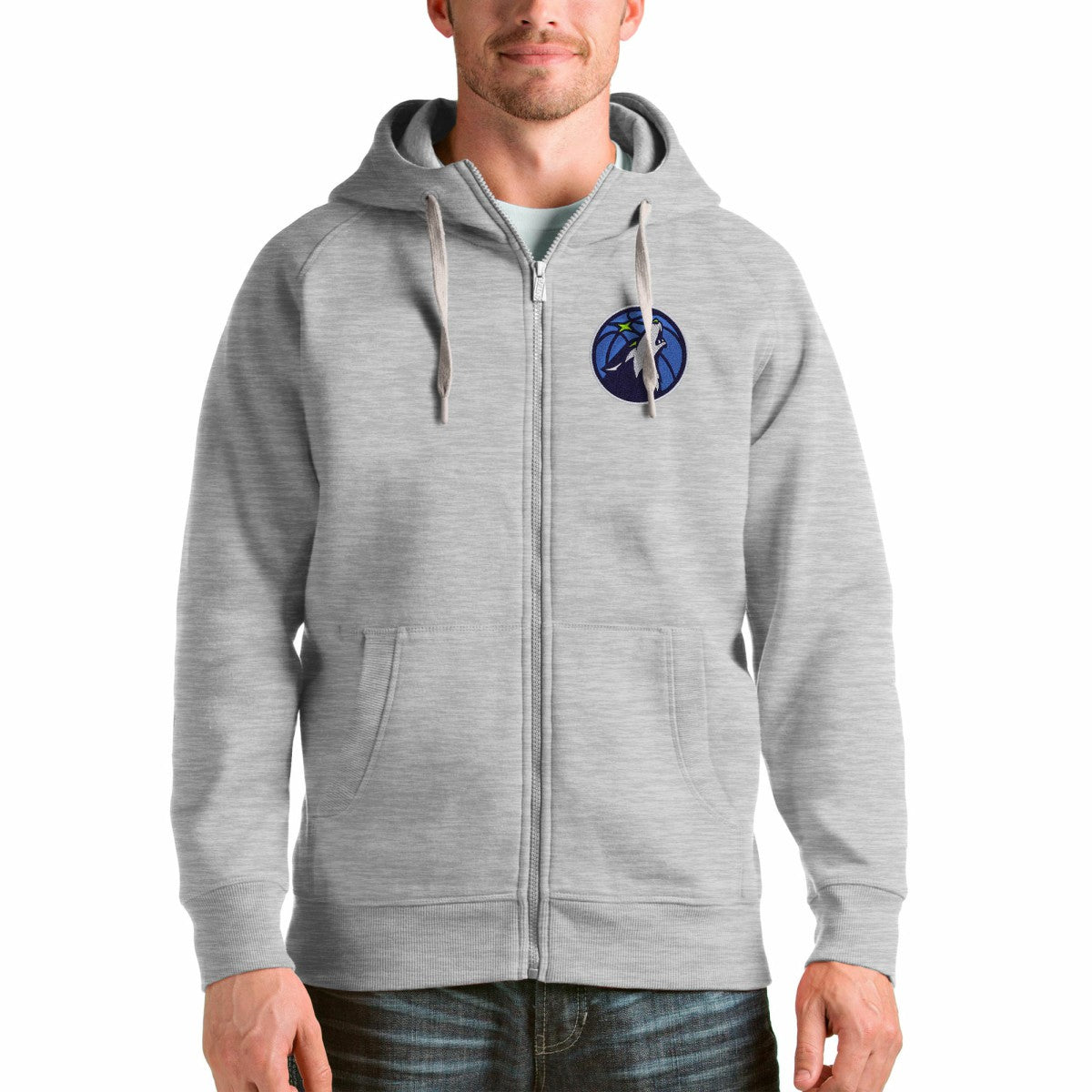 NBA - Minnesota Timberwolves Antigua Logo Victory Full-Zip Hoodie - Heathered Gray