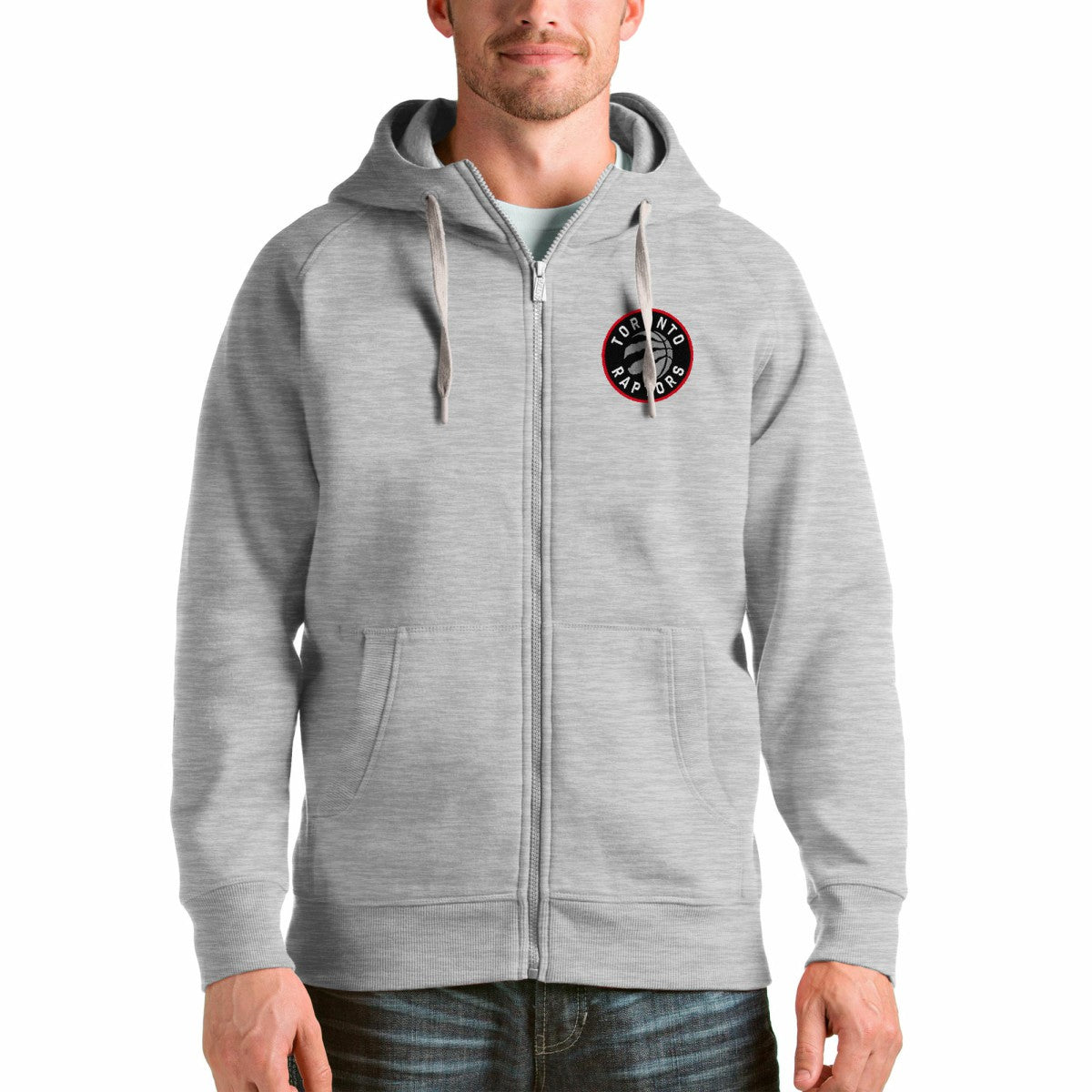 NBA - Toronto Raptors Antigua Logo Victory Full-Zip Hoodie - Heathered Gray