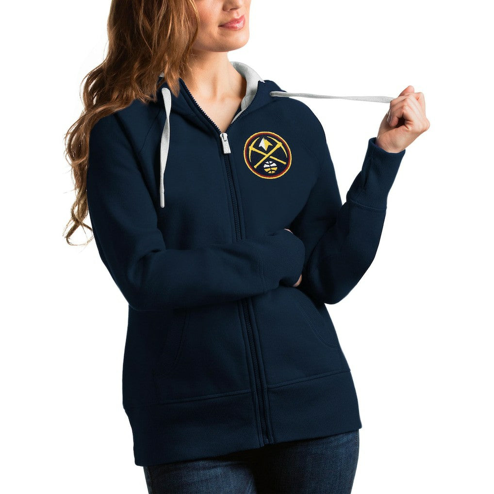 NBA - Denver Nuggets Antigua Women's Victory Full-Zip Hoodie - Navy