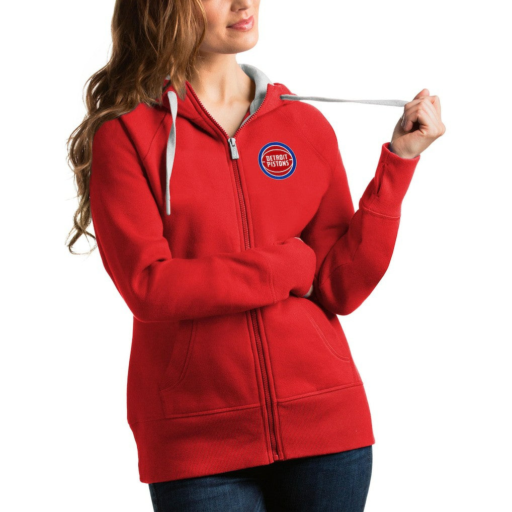 NBA - Detroit Pistons Antigua Women's Victory Full-Zip Hoodie - Red