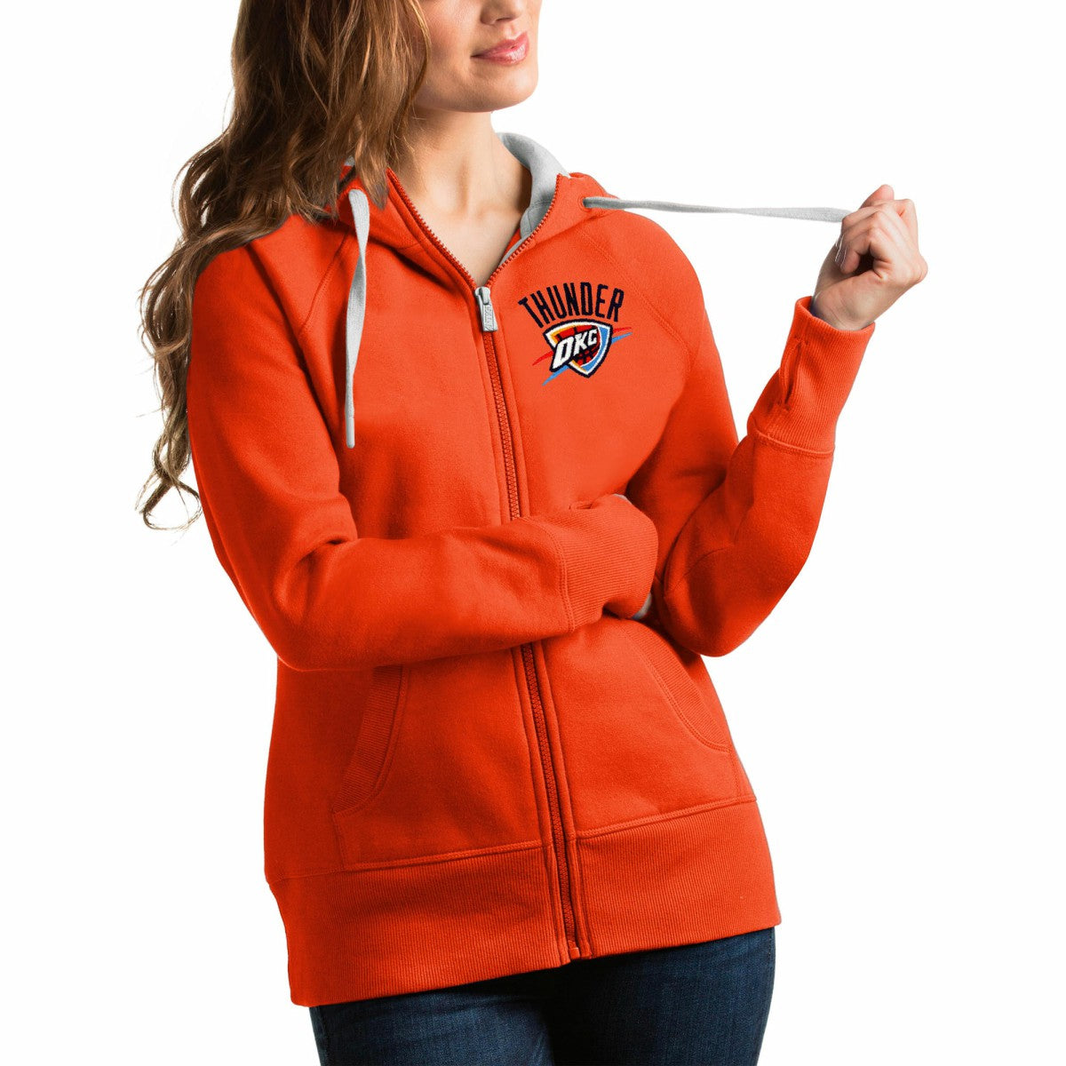 NBA - Oklahoma City Thunder Antigua Women's Victory Full-Zip Hoodie - Orange