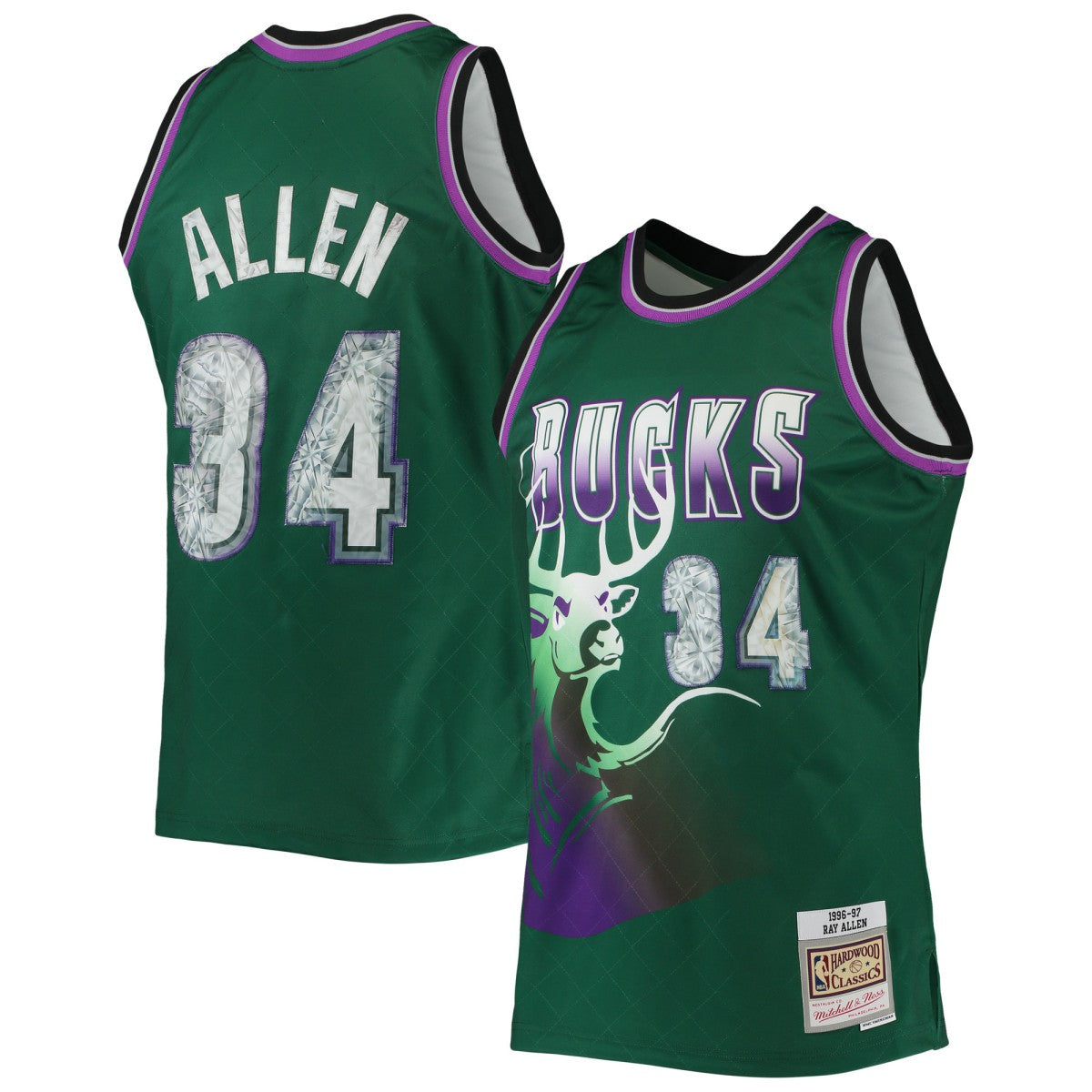 Mitchell & Ness - Ray Allen Milwaukee Bucks 1996/97 Hardwood Classics NBA 75th Anniversary Diamond Swingman Jersey - Green