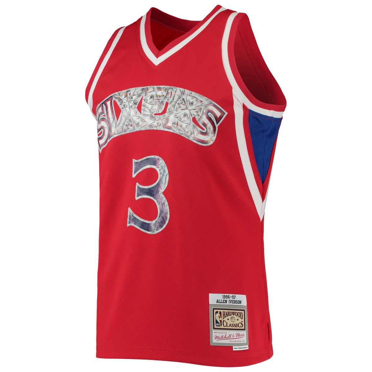 Allen Iverson Philadelphia 76ers 1996/97 Hardwood Classics NBA 75th Anniversary Diamond Swingman Jersey - Red | NBA Jerseys