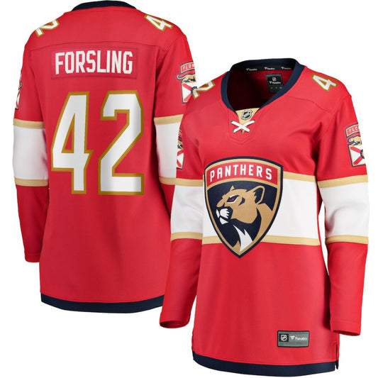 Gustav Forsling Florida Panthers Fanatics Women's Home Breakaway Player Jersey - Red | NHL Jerseys