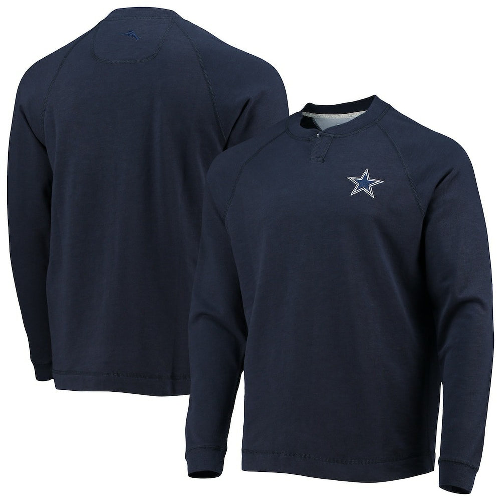 Dallas Cowboys Sunset Slub Raglan Henley Long Sleeve T-Shirt Navy - Tommy Bahama