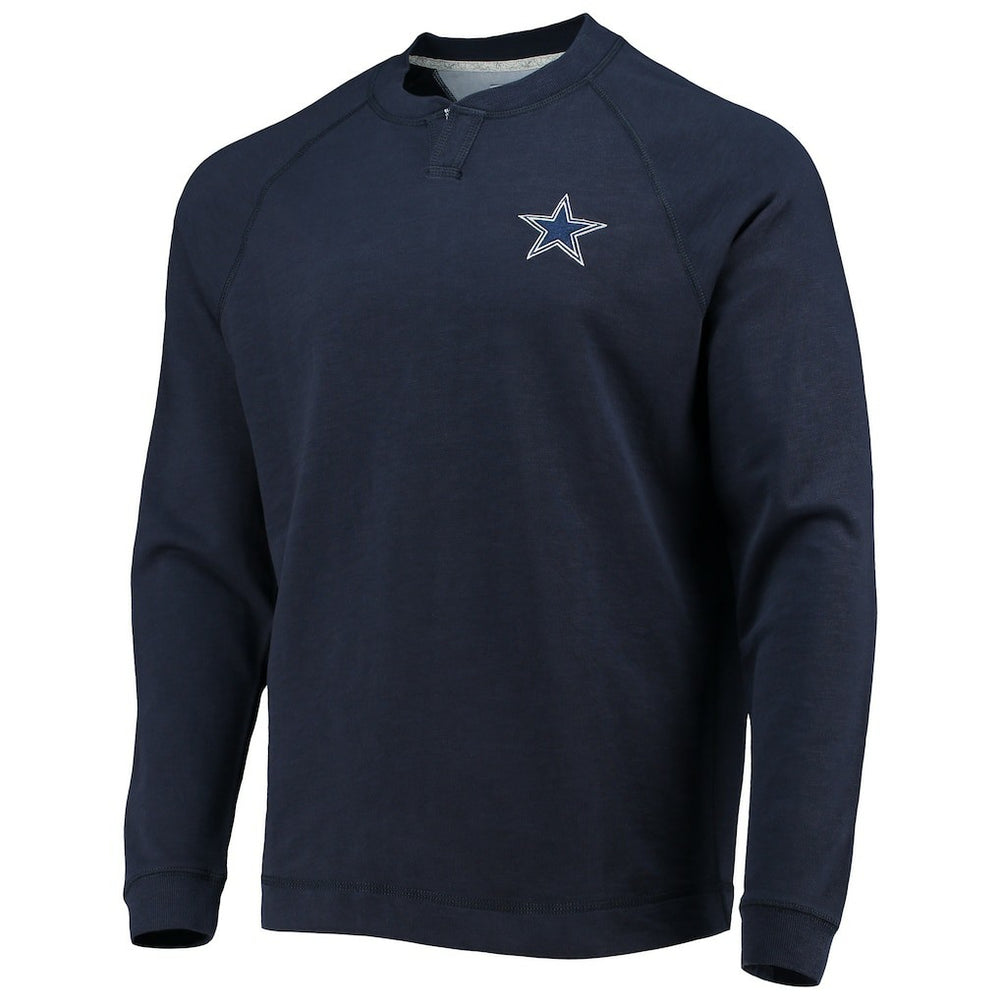 Dallas Cowboys Sunset Slub Raglan Henley Long Sleeve T-Shirt Navy - Tommy Bahama