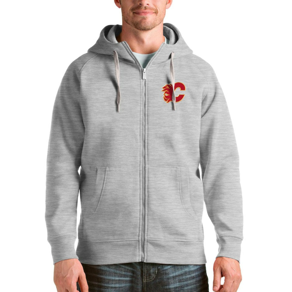 Calgary Flames - Antigua Logo Victory Full-Zip Hoodie Heathered Gray