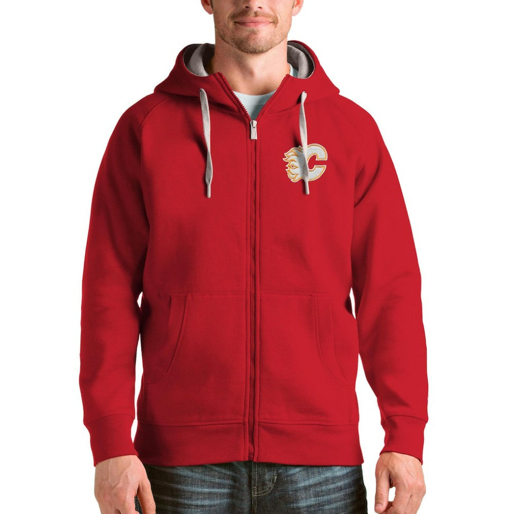 Calgary Flames - Antigua Logo Victory Full-Zip Hoodie Red