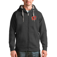 Calgary Flames - Antigua Logo Victory Full-Zip Hoodie Charcoal