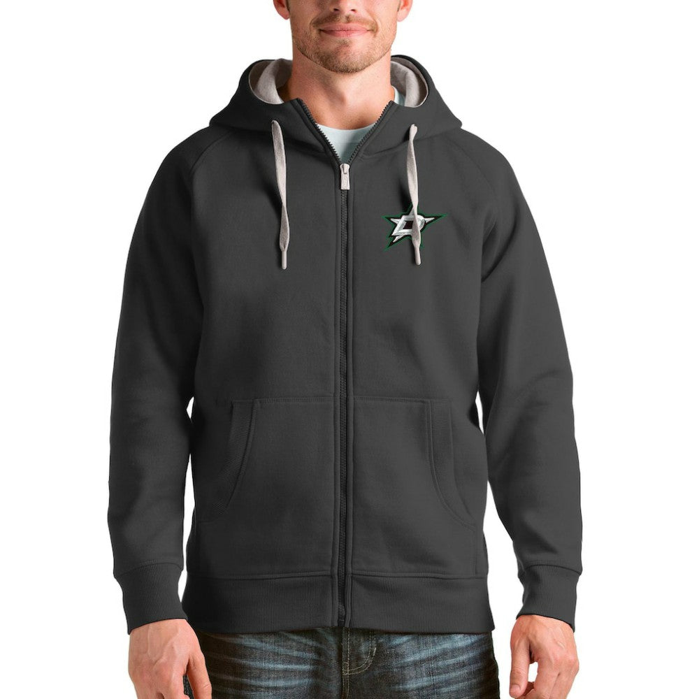 Dallas Stars - Antigua Logo Victory Full-Zip Hoodie Charcoal