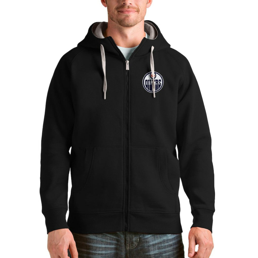 Edmonton Oilers - Antigua Logo Victory Full-Zip Hoodie Black