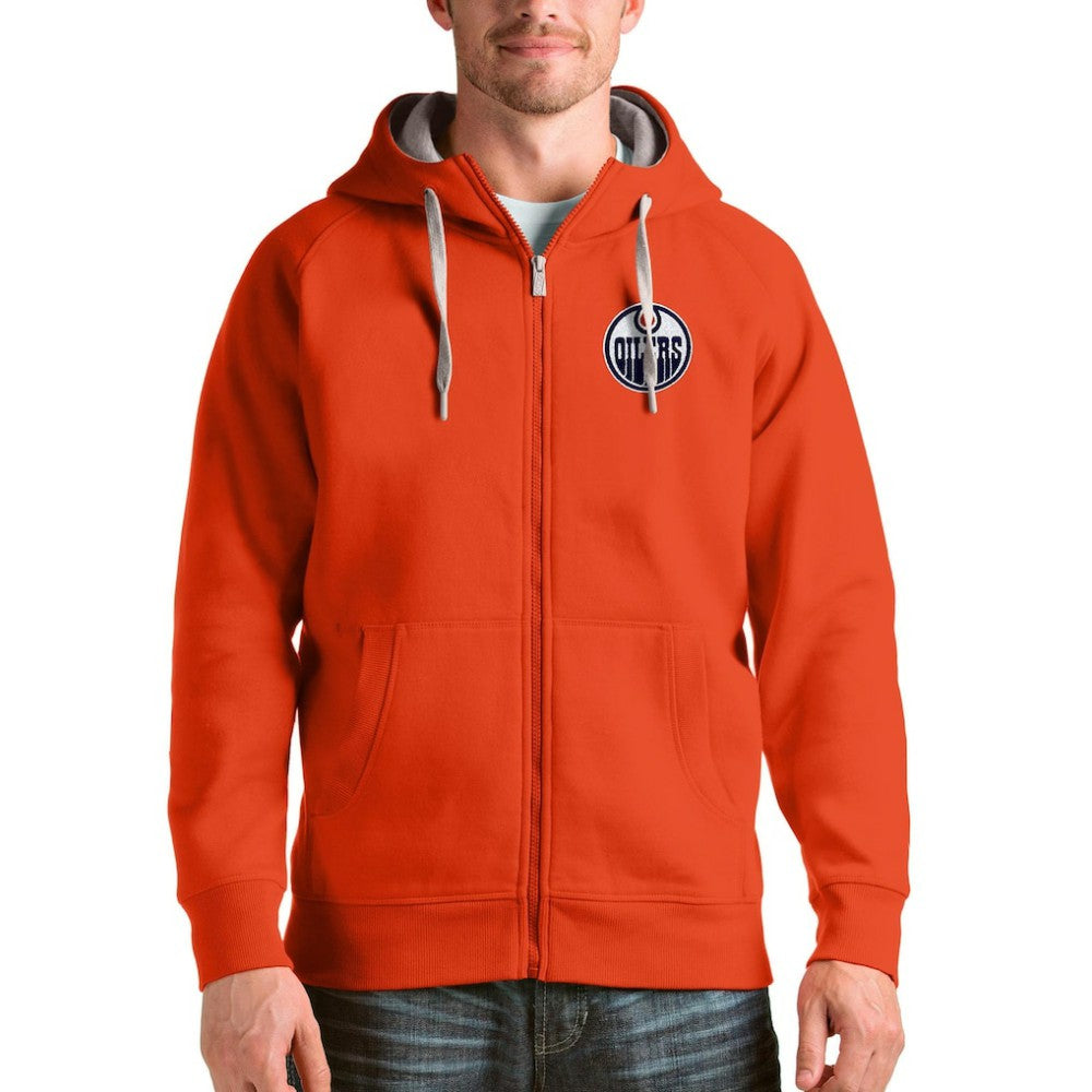Edmonton Oilers - Antigua Logo Victory Full-Zip Hoodie Orange
