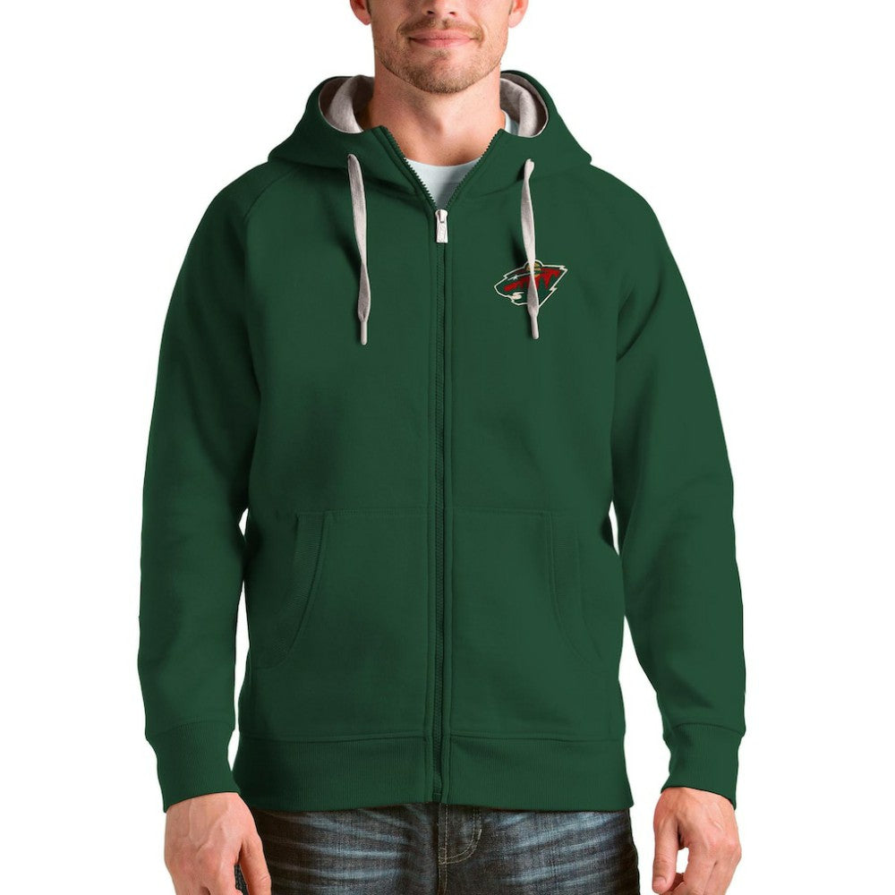 Minnesota Wild - Antigua Logo Victory Full-Zip Hoodie Green