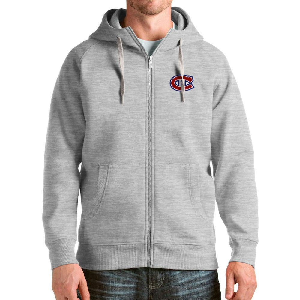 Montreal Canadiens - Antigua Logo Victory Full-Zip Hoodie Heathered Gray