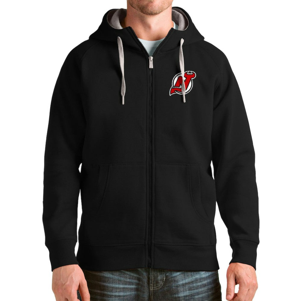 New Jersey Devils - Antigua Logo Victory Full-Zip Hoodie Black