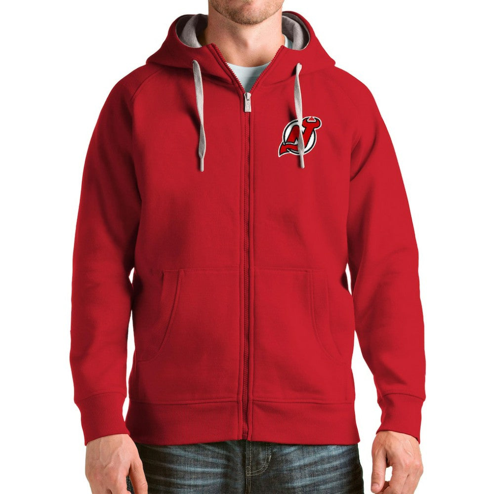 New Jersey Devils - Antigua Logo Victory Full-Zip Hoodie Red