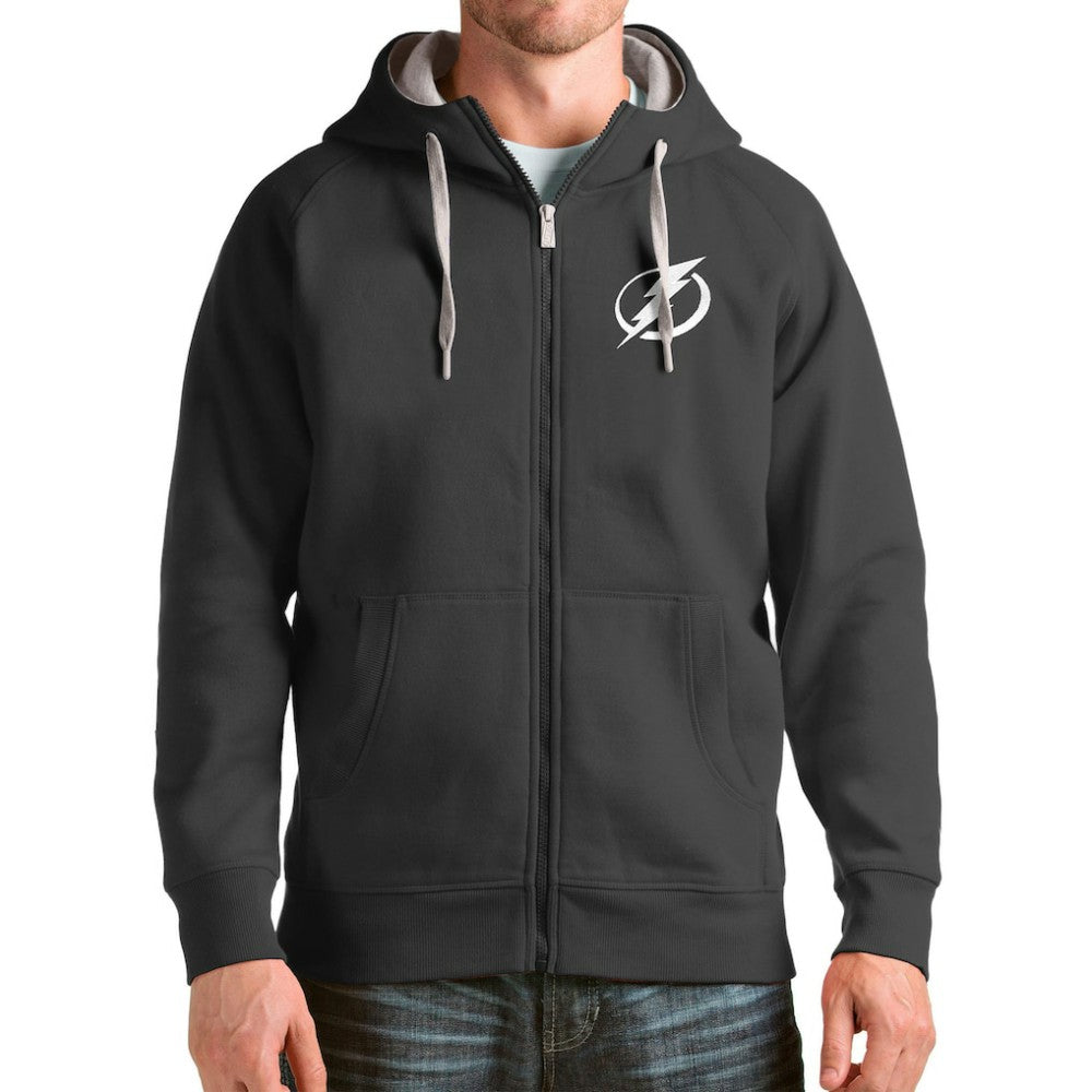 Tampa Bay Lightning - Antigua Logo Victory Full-Zip Hoodie Charcoal