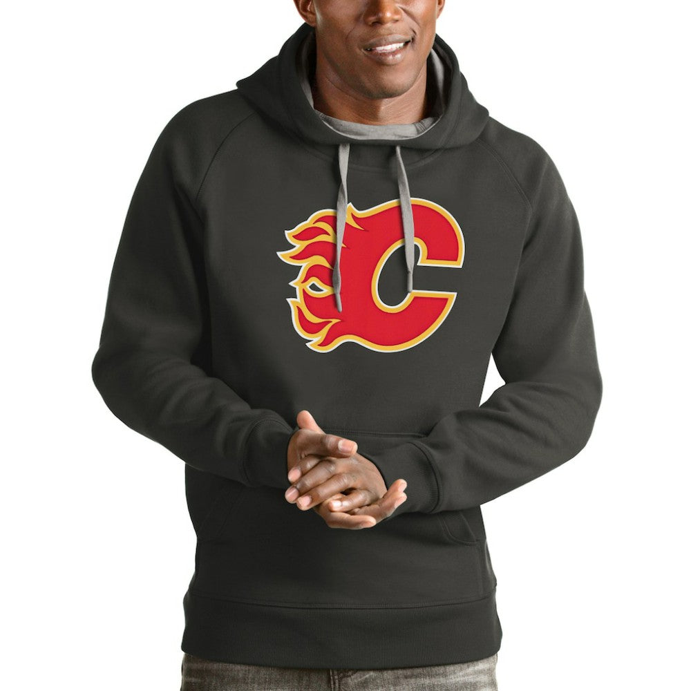 Calgary Flames - Antigua Logo Victory Pullover Hoodie Charcoal