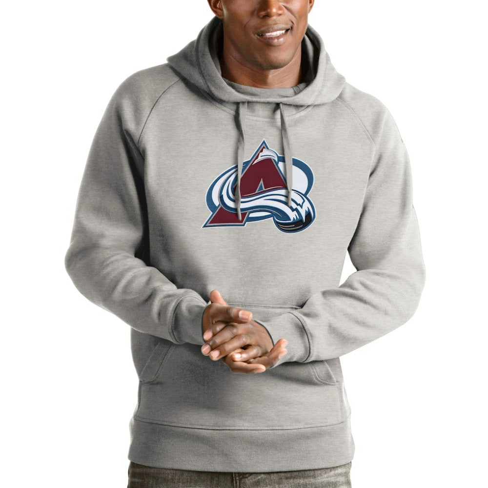 Colorado Avalanche - Antigua Logo Victory Pullover Hoodie Heathered Gray