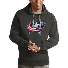 Columbus Blue Jackets - Antigua Logo Victory Pullover Hoodie Charcoal