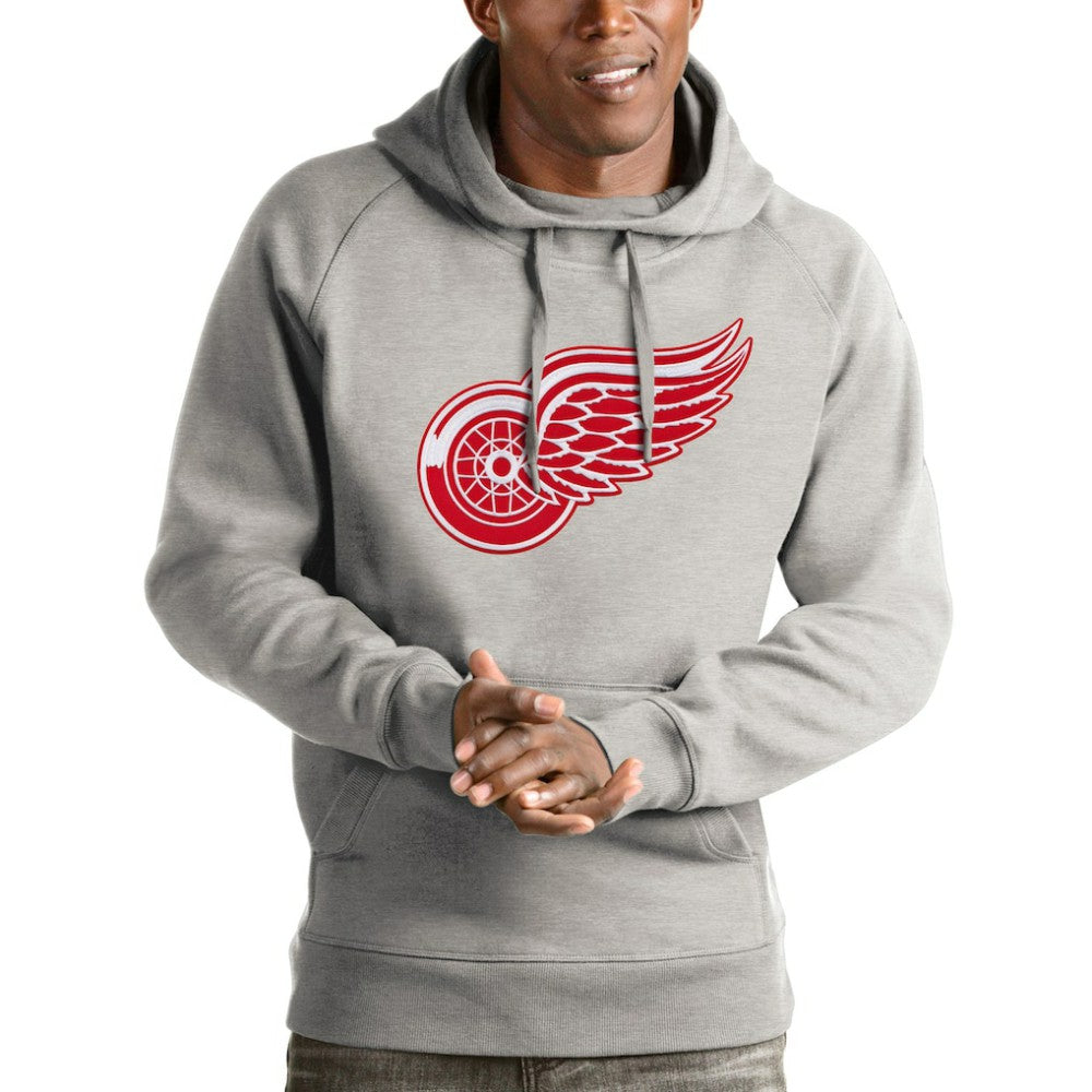 Detroit Red Wings - Antigua Logo Victory Pullover Hoodie Heathered Gray